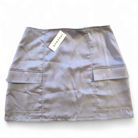 PacSun Dresses & Skirts - 🆕️ Pac Sun Satin Mini Skirt Cargo Pockets Tan Taupe Size Small